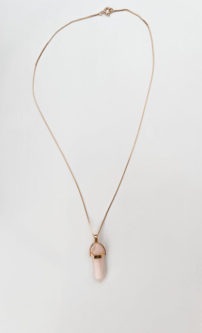 Rose Quartz Pendant Gold