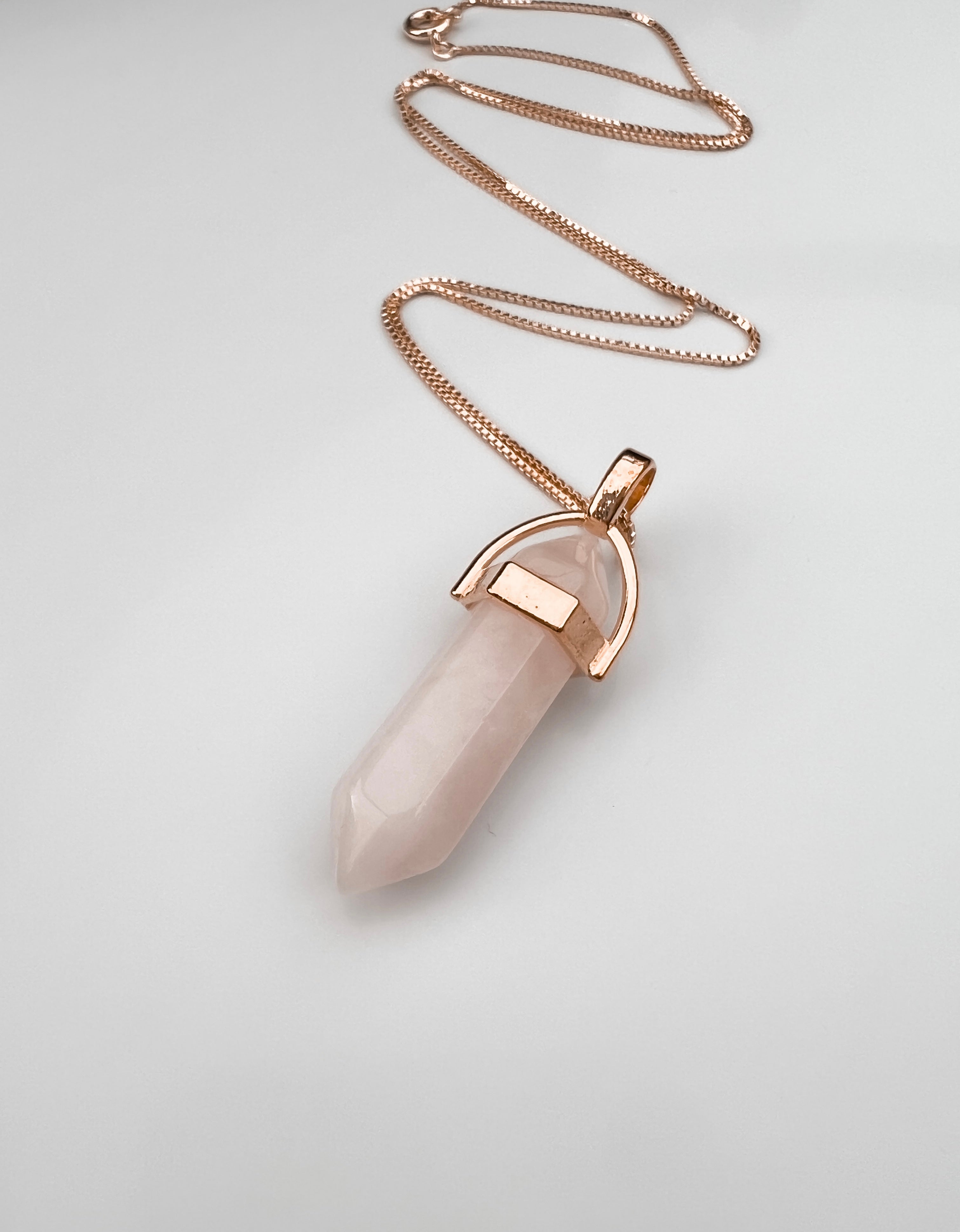 Rose quartz store gold pendant