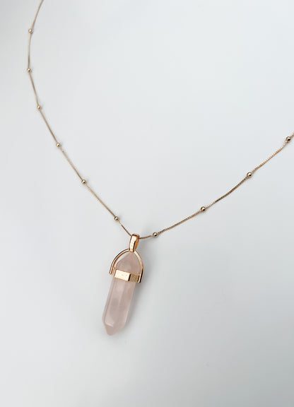 Rose Quartz Pendant Gold