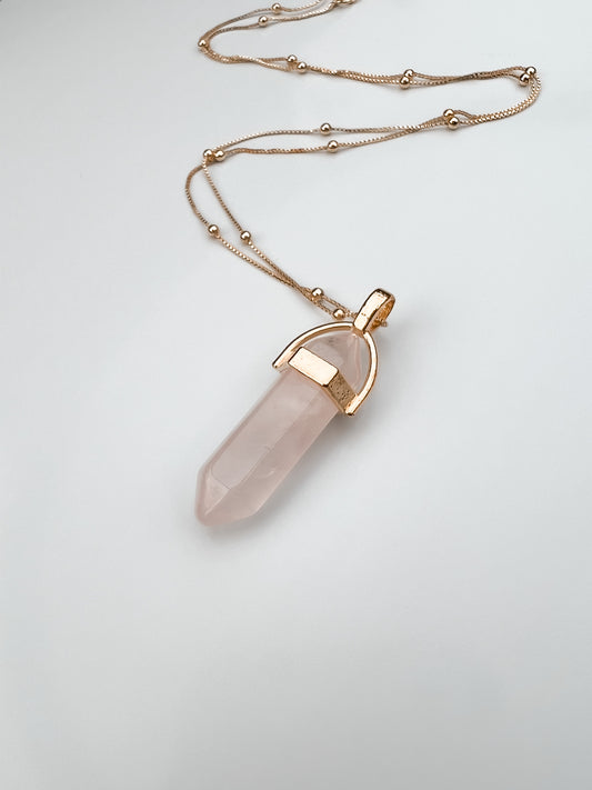 Rose Quartz Pendant Gold