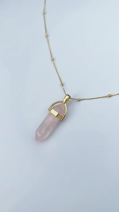 Rose Quartz Pendant Gold